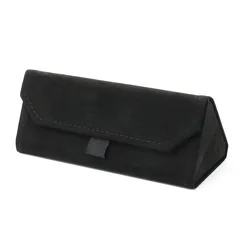 Luxurious Velvet Triangle Folding Eyewear Case - Soft and Elegant Glasses Holder (Black)