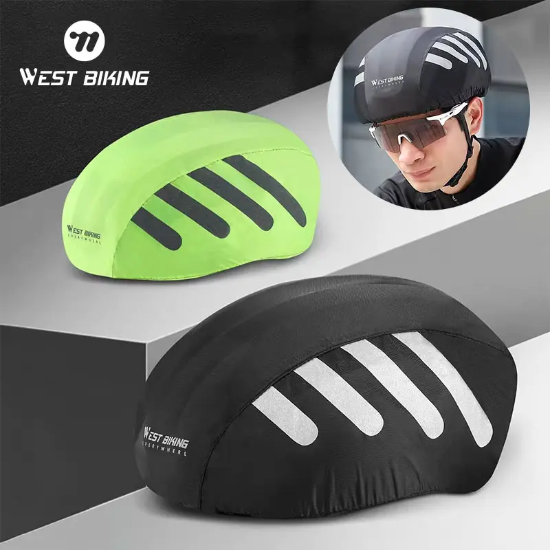 WEST BIKING 1 Pcs Bike Helmet Rain Cover With Reflective Strip Waterproof Bicycle Helmet Cover High Visibility Cycling Ride Gear