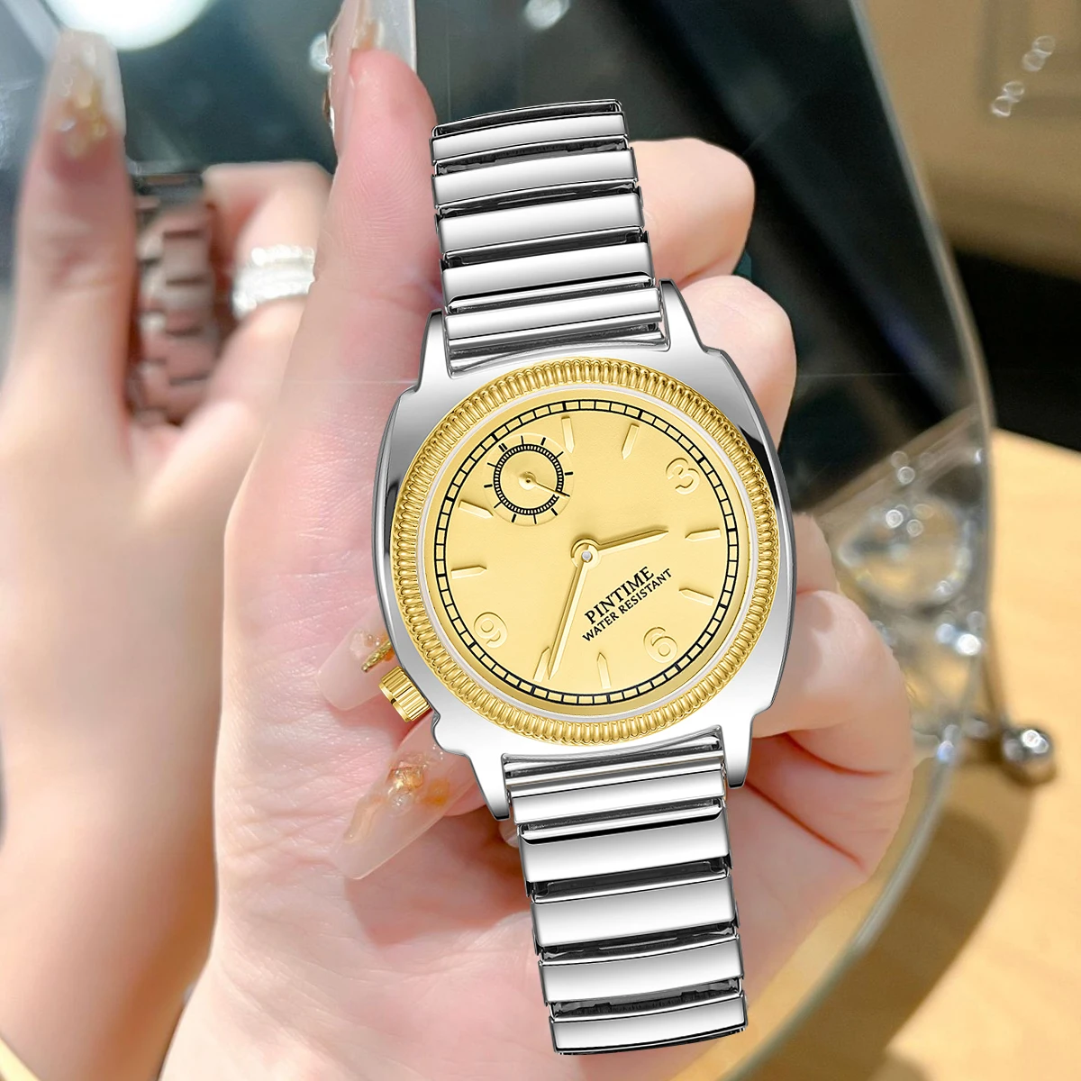 Elegant Women's Quartz Wristwatch with Spring Strap and Refined Design
