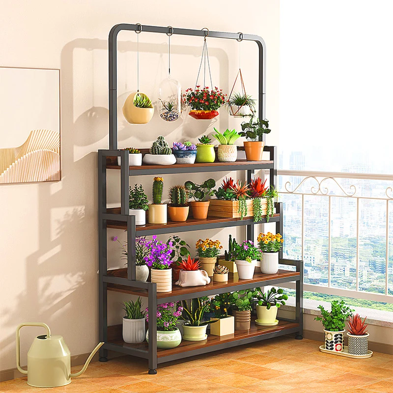 Balcony Bracket Plant Shelf Organizer Metal Ladder Patio Plant Stands Indoor Flower Porta Macetas Para Plantas Shelves Decor