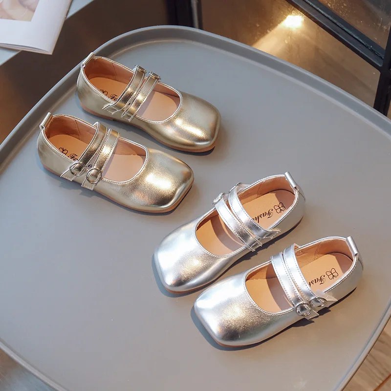 Leather Kids Shoes Summer Fashion Silver Gold Casual