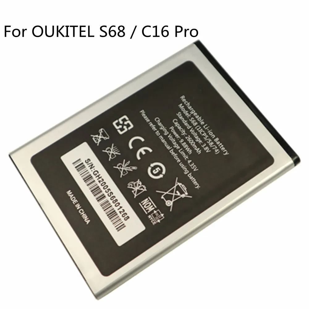 

100% NEW Original 2600mAh Battery For OUKITEL S68 / C16 Pro Mobile Phone High Quality Replacement Bateria Batteries