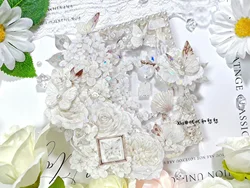 1 Loop Elegant Moon White Floral Shiny PET Tape