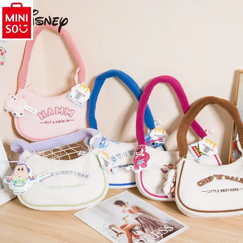 MINISO Disney Comic Stitch Bath Lightyear Fashion Shoulder Bag Student Sweet Versatile Portable Underarm Bag
