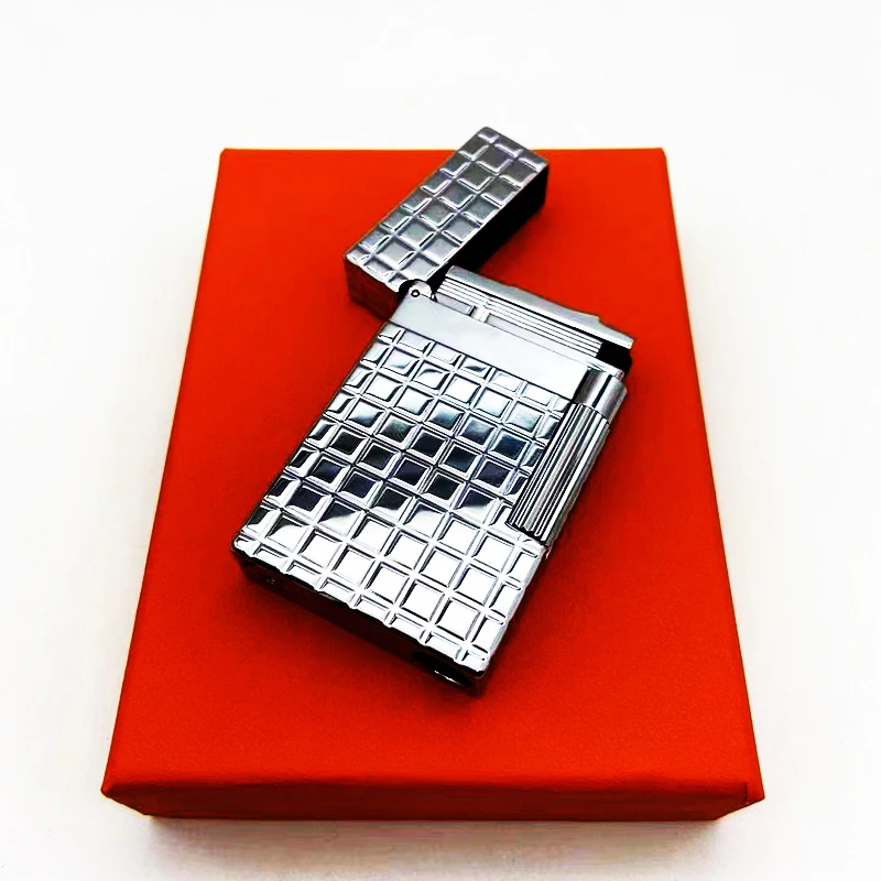 

New Memorial Metal Drawing Vertical Stripes Luxury Tobacco Lighters Ping Sound Natural Lacquer Cigarette Smoking Butane Lighters