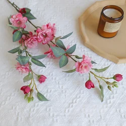 Artificial Single Branch Camellia Silk Flower for Home Decoration & Photography Props - Chinese Retro Style, 90cm (Rose powder)
