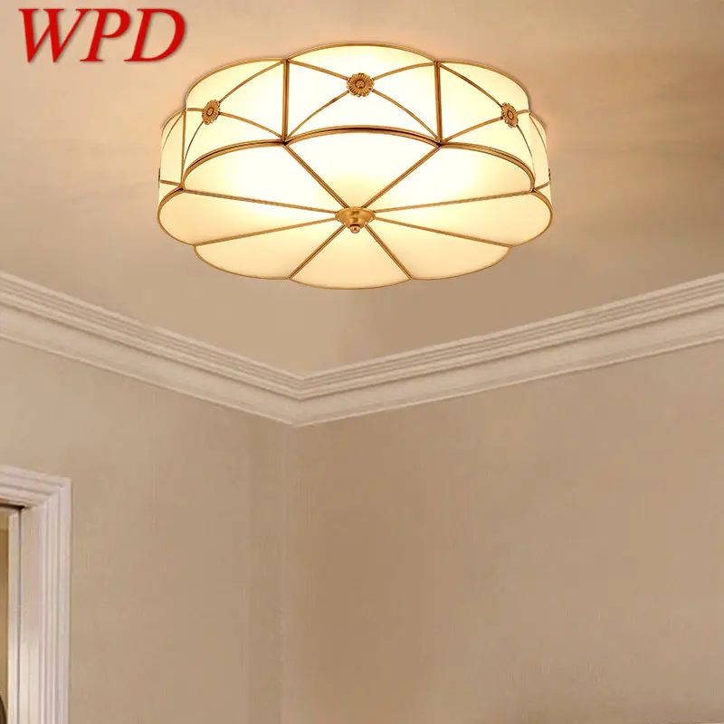 

WPD Nordic Brass Ceiling Lamp Modern Vintage Light Luxury Copper LED Fixtures Decor For Home Living Room