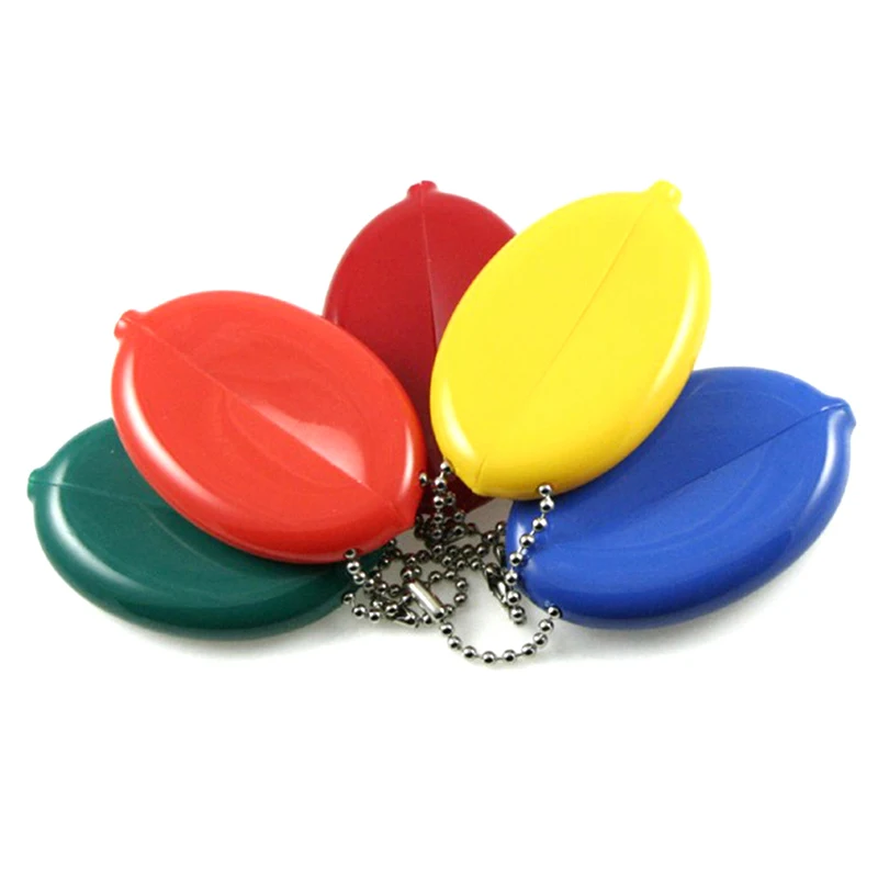 Small Oval Coin Purse Holds Change Mini Coin Purse Coin Holders With Chain For Men Women pvc 