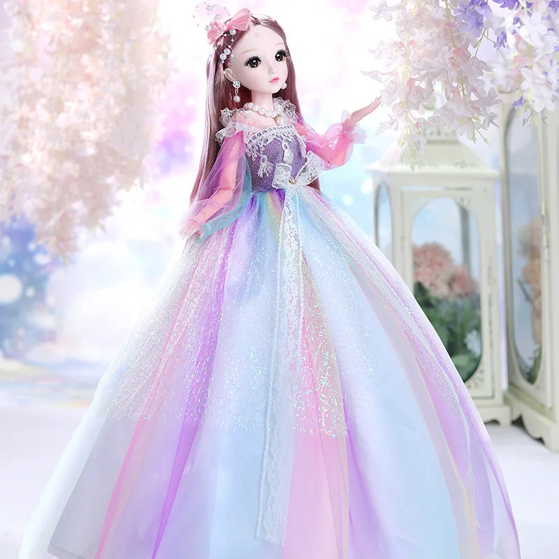 Fashion 3 Points Bjd 60cm Doll Princess Toy Set 3D Eyes 16 Joints Movable Girl Play House Decoration Toy Childrens Birthday Gift