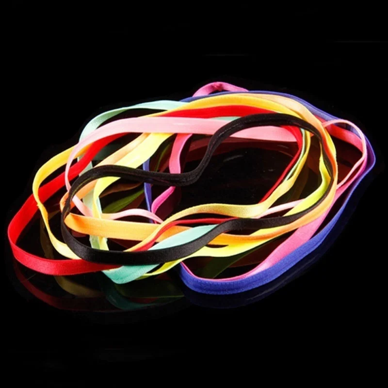 Description Picture 4 of itemWomen Men Yoga Boys Football Pure Color Thin Hair Bands Sports Headband Anti-slip Elastic Rubber Hair