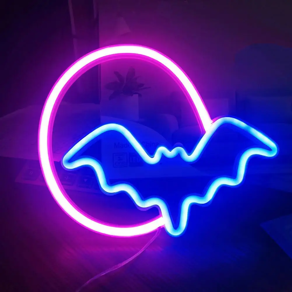 

Party Decoration Halloween Bat Lamp Halloween Bat Neon Light Usb/battery Operated Led Sign Lamp for Wall Art Decor Non-glaring