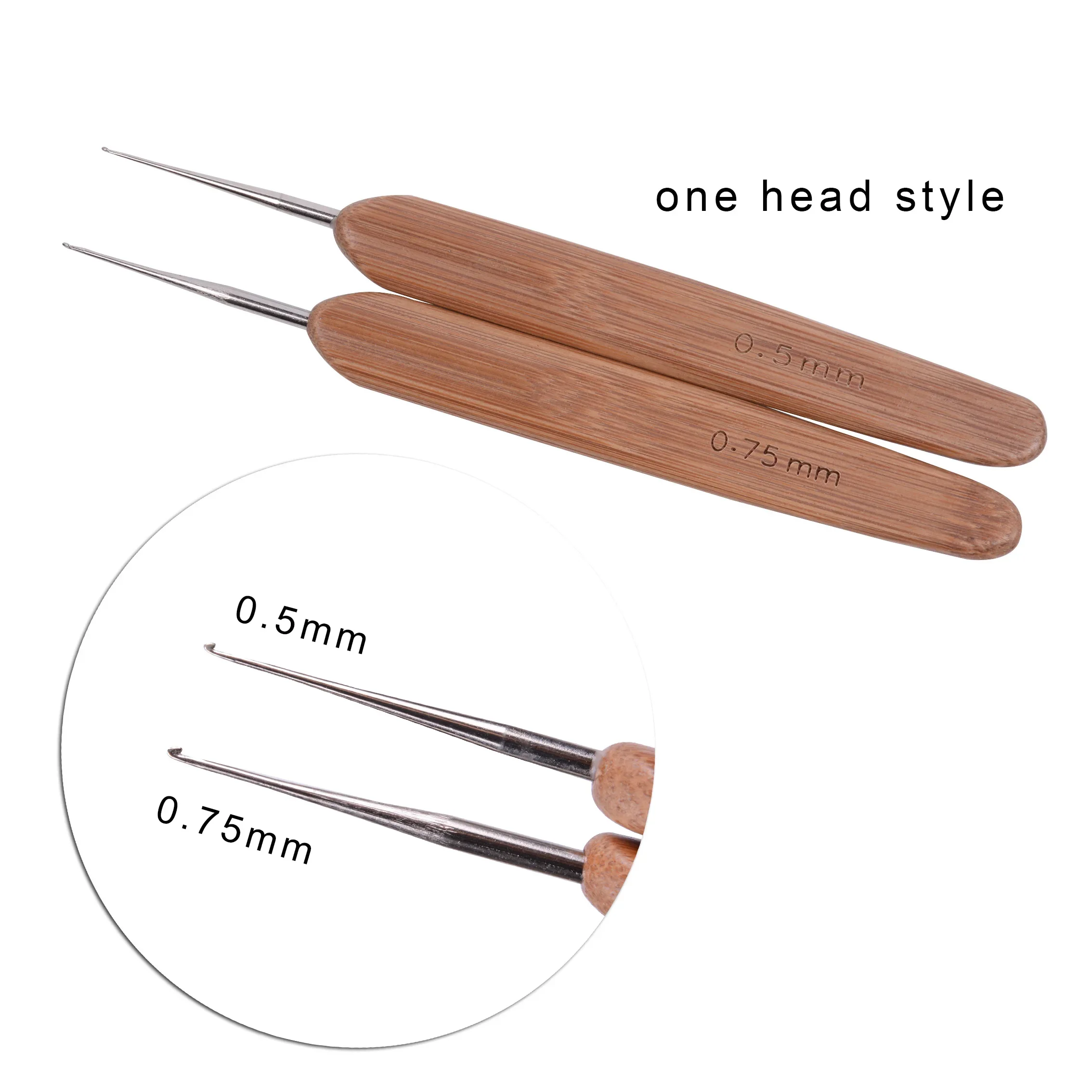 0.5mm 0.75mm 드레드락 훅 니들 1/2/3 훅 대나무 크로셰 바늘 헤어 드레드락 액세서리 가발 제작 도구