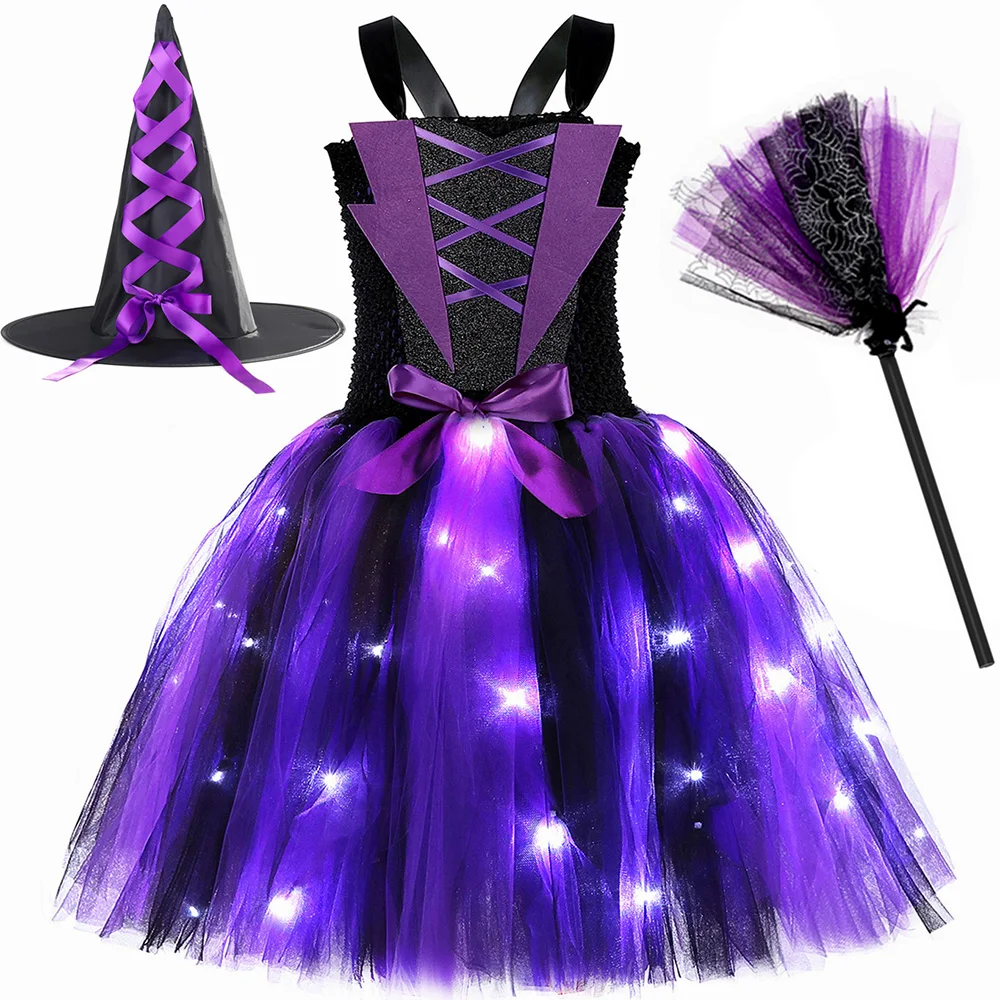 Costume da strega cattiva di Halloween per ragazze Vestito da tutù