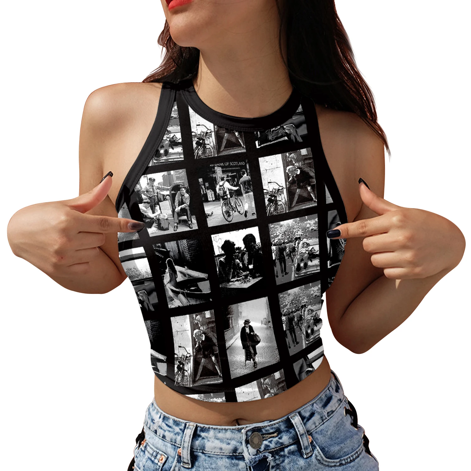 

Nadanbao Women's Summer American Street Film Print Tight Sexy Sleeveless Tank Top T-Shirt Tops Women's Clothing