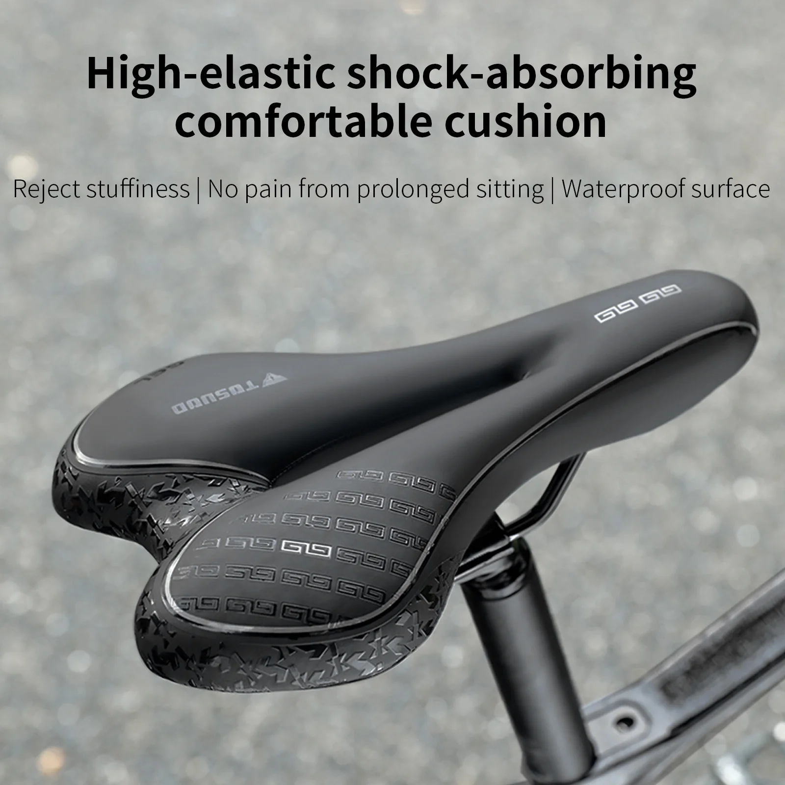 TOSUOD Shock-Absorbing Bicycle Saddle Hollow Waterproof Sponge Seat - Image 2