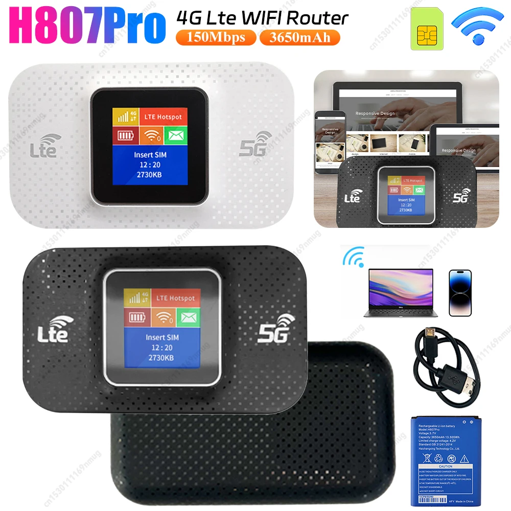 Portable 4G LTE WiFi Router and Mobile Hotspot with SIM Slot and Repeater Functionality