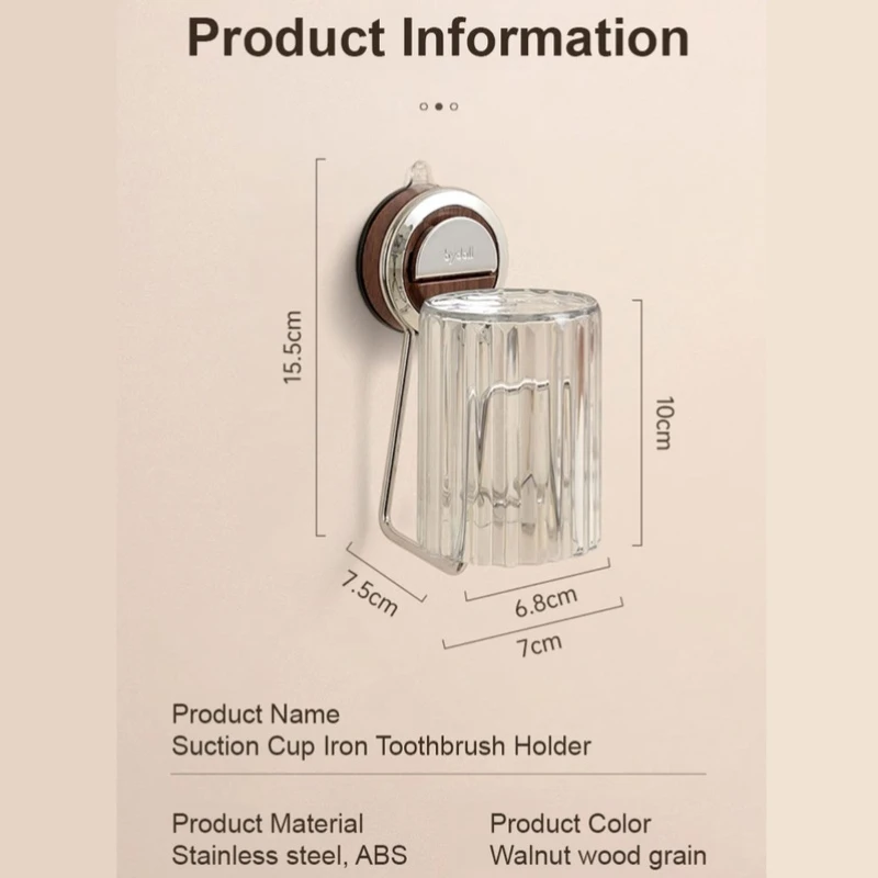 Nonslip Toothbrush Holder Mouthwash Cup Holder Vintage Modern nopunch Adjustable angle Bathroom Strong adsorption Detachable