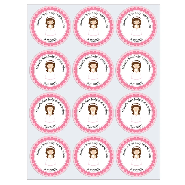 Mi Primera Comunion Sticker Boy Girl First Holy Communion Favors Labels  Baptism Christian First Communion Stickers