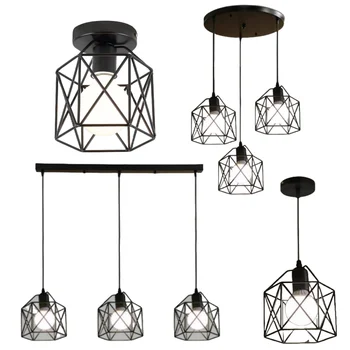 Industrial Pendant Light Led Modern Hanging Lamp for Ceiling Light Fixture Metal Cage Pendant Lighting Island Dining Room 1