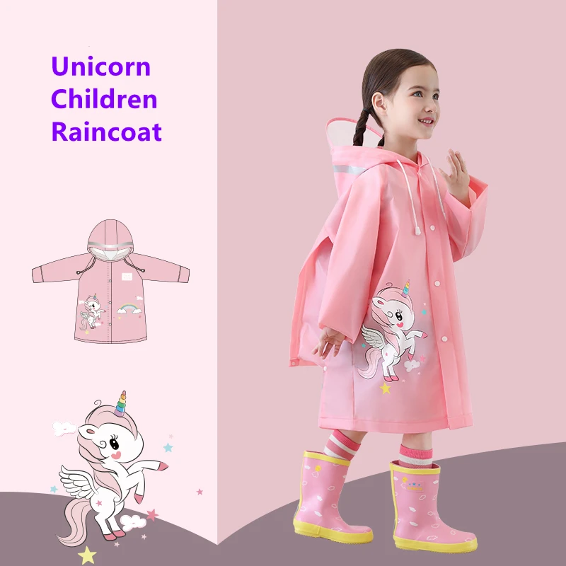 Children Raincoat Girls Boys School Students Backpack Location Waterproof Cartoon Rainwear For 2-12 Years Old Kids raincoat poncho