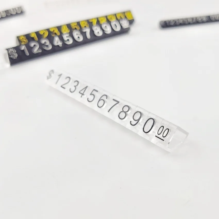 50sets Plastic Jewelry Number Price Bar Strip Display Marked Particle Stands Detachable with Currency Length7.8cm