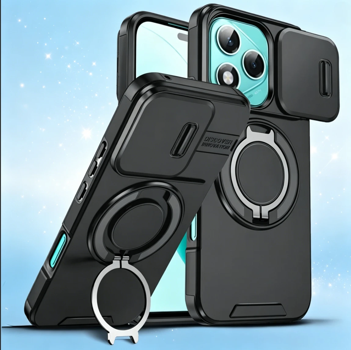 Enhanced Armor Case with Ring Holder and Lens Protection