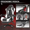 Computer Gaming Chair, Ergonomic Gaming Chair, Leather Office Chairs with Foot Rest, Back Recliner Height Adjustable White+Black