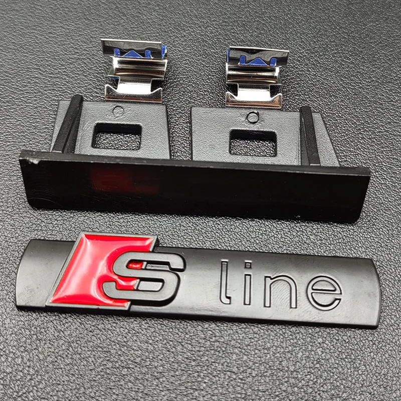 3D Metal SLine Logo S LINE Badge Car Front Grille Emblem For Audi Q3 Q5 Q7 A1 A2 A3 A4 A5 S3 S5 SQ5 SQ7 TT S Line Accessories