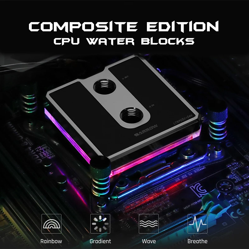 Microaterway do Jato do Bloco de Água da Cpu do Carrinho de Mão para Amd Intel Lga115x 1200 1700 Intelx99 X299 Radiador 5v 3pin Argb Iluminação Sincronização Aura Ventiladores e resfriadores - Imagem 3