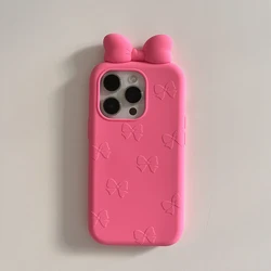 3D Cute Bowknot Cartoon Tie Silicone Shockproof Phone Case - Soft and Lovely Cover - iPhone 18 (HDJMF)