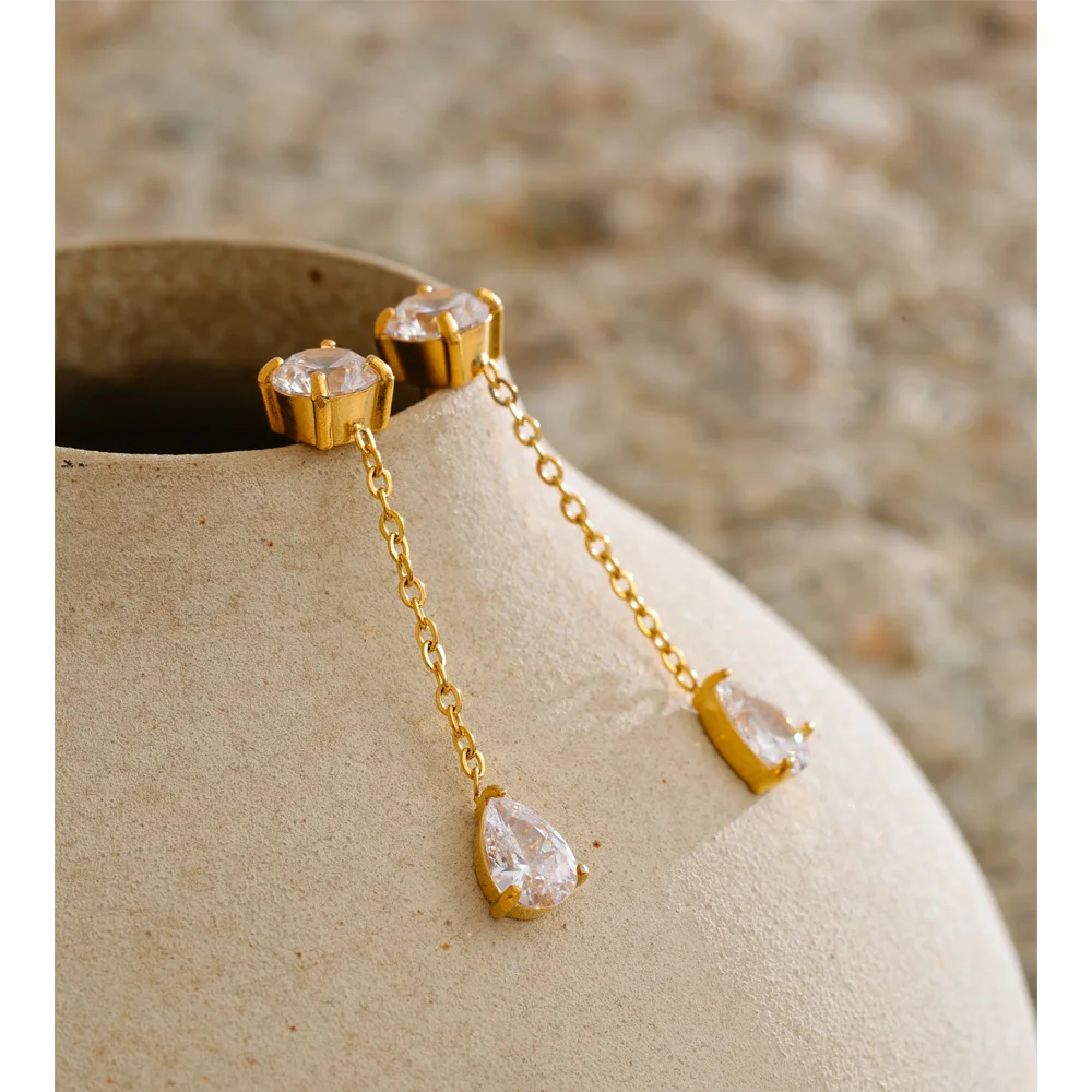 Yhpup Cubic Zirconia Dangle Jewelry Korean Chic