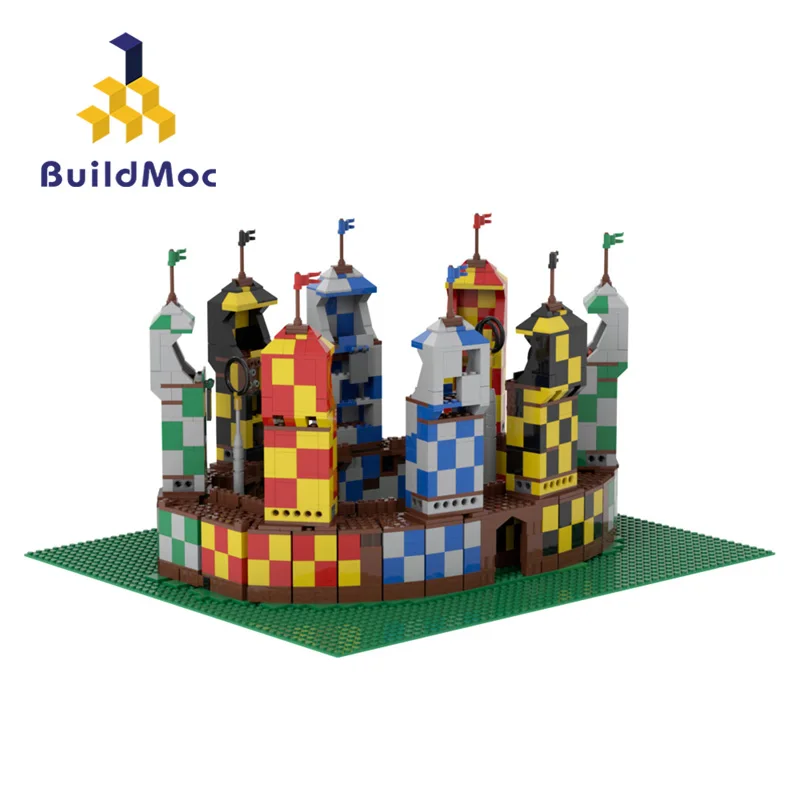 Moc Match Campo Da Calcio Building Blocks Golden Flying Ball Air Magic Stadium Per Harryal Movie Architecture Bricks Giocattolo Per Bambini