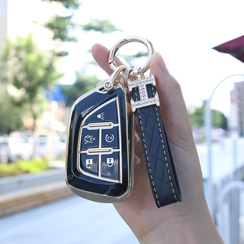 5 pulsanti TPU Car Key Case Cover Holder Shell Fob per Cadillac CT4 CT5 2021 2022 Gold Edge Smart portachiavi accessori Auto 2 5 pulsanti TPU Car Key Case Cover Holder Shell Fob per Cadillac CT4 CT5 2021 2022 Gold Edge Smart portachiavi accessori Auto - 5 pulsanti TPU Car Key Case Cover Holder Shell Fob per Cadillac CT4 CT5 2021