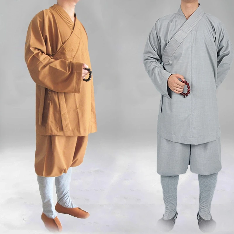 Traditional Chinese Buddhism Arhat Gown Set for Adult Men Monk Robe Clothes Top and Pants Buddhist Clothes chinese traditional costume