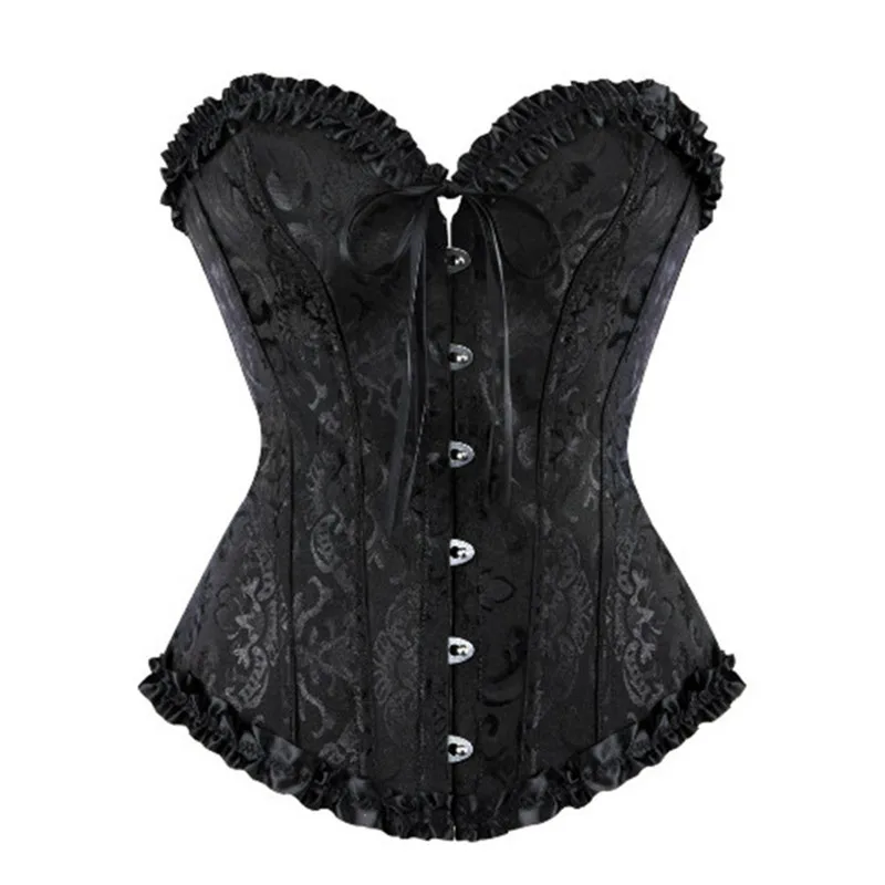 Sexy Corsets Bustiers Floral Lace Tops For Women Flower Print Vintage Corset Gothic Satin Lingerie Corselet Overbust Plus Size