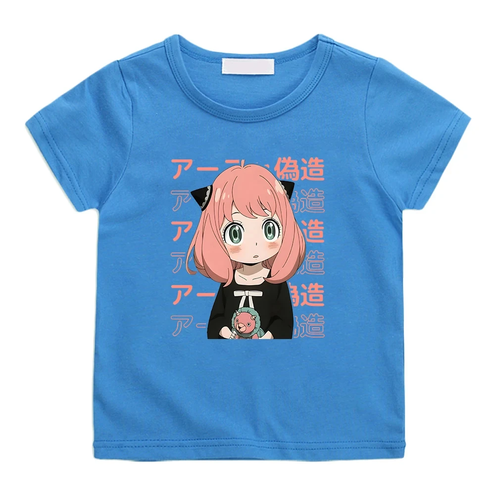 Anya Spy X Family Tshirt Kids Anime Graphic T-shirt Boys Short Sleeve Summer Tops Kawaii Shirts for Girls 6