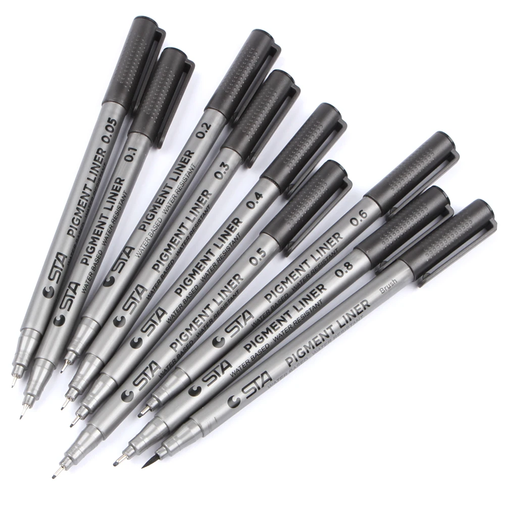 STA  Waterproof  Fade Proof Micron PenTip Fine Liner Black Sketch Water Marker Pen for Manga 4
