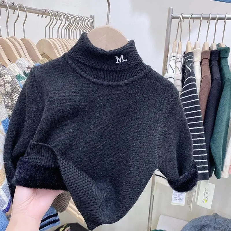 thumbnail image 1 of Autum Winter Baby Boy Girl Clothes High Collar Kid Toddler Girl Boy Thicken Pullover Baby Outerwear Children Baby Loose Sweater, 1 of 6