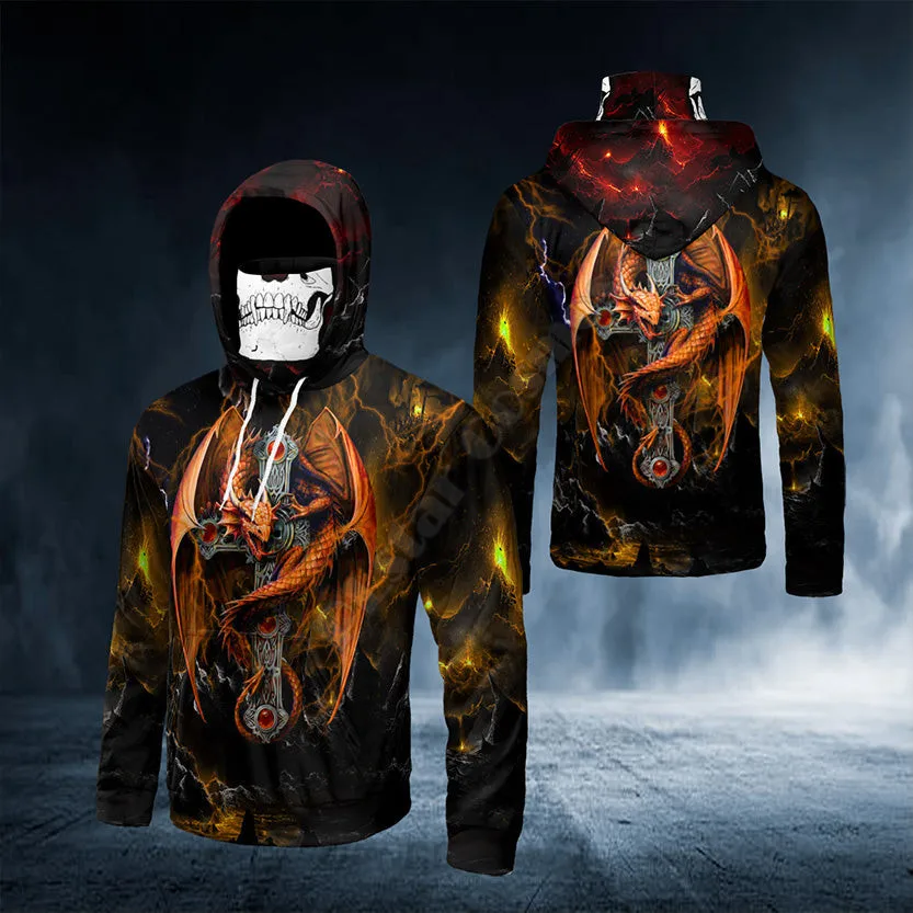 Winged Dragon On A Cross Island Skull 3D All Over Printed Bandana Hoodie US Size Women For Men Casual Pullover Hoodie Mask Warm