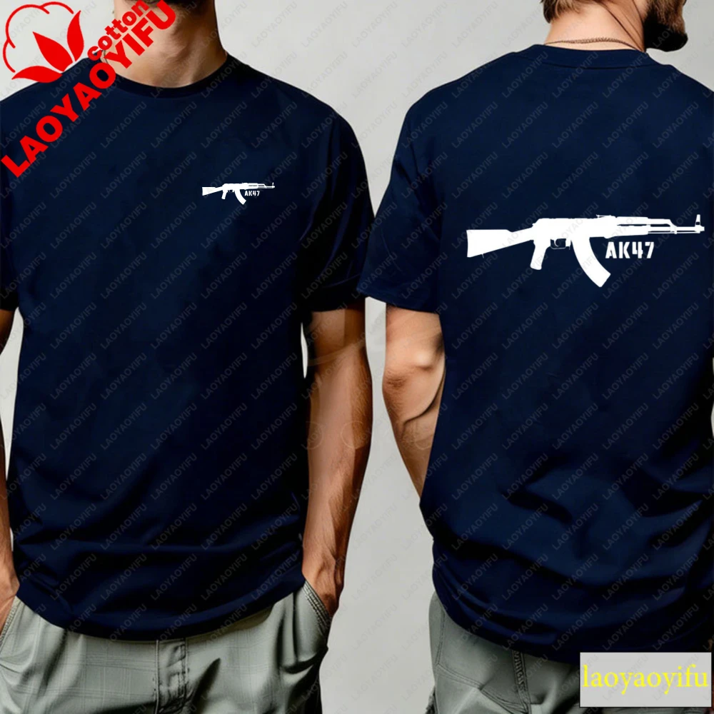 High-Quality Cotton Military Graphic Men's T-Shirt - Regular Fit, Short Sleeve