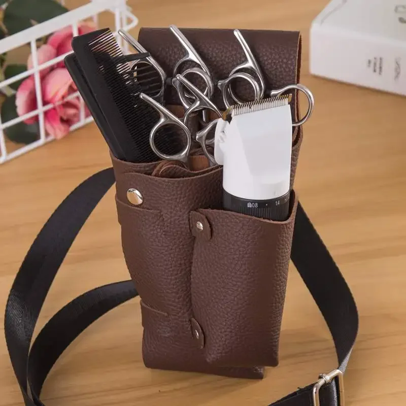 Salon Hair Scissor Bag PU Scissor Clip Shear Bags Tool Hairdressing Holster Pouch Holder Case Belt Tool Bag