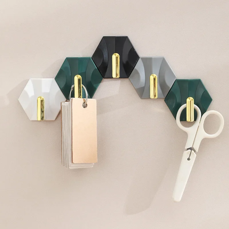 

4Pcs/lot Key Hook Luxury Style Adhesive Wall Hooks Home Kitchen Small Wall Hooks Without Punching Non-marking Key Hanger Wall