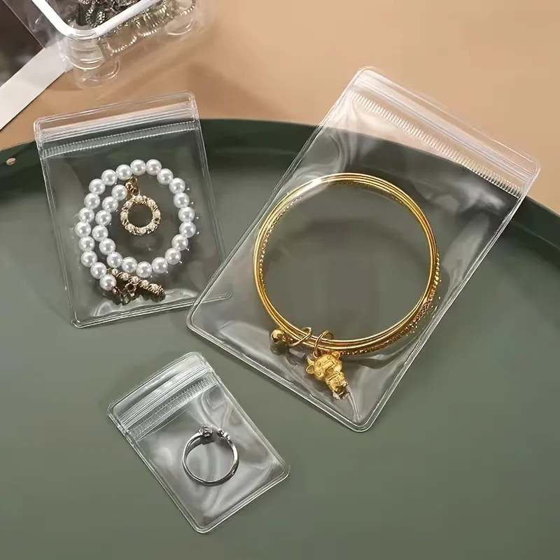 Transparent PVC Jewelry Pouches - Ziplock Travel & Display Bags (50-Pack)