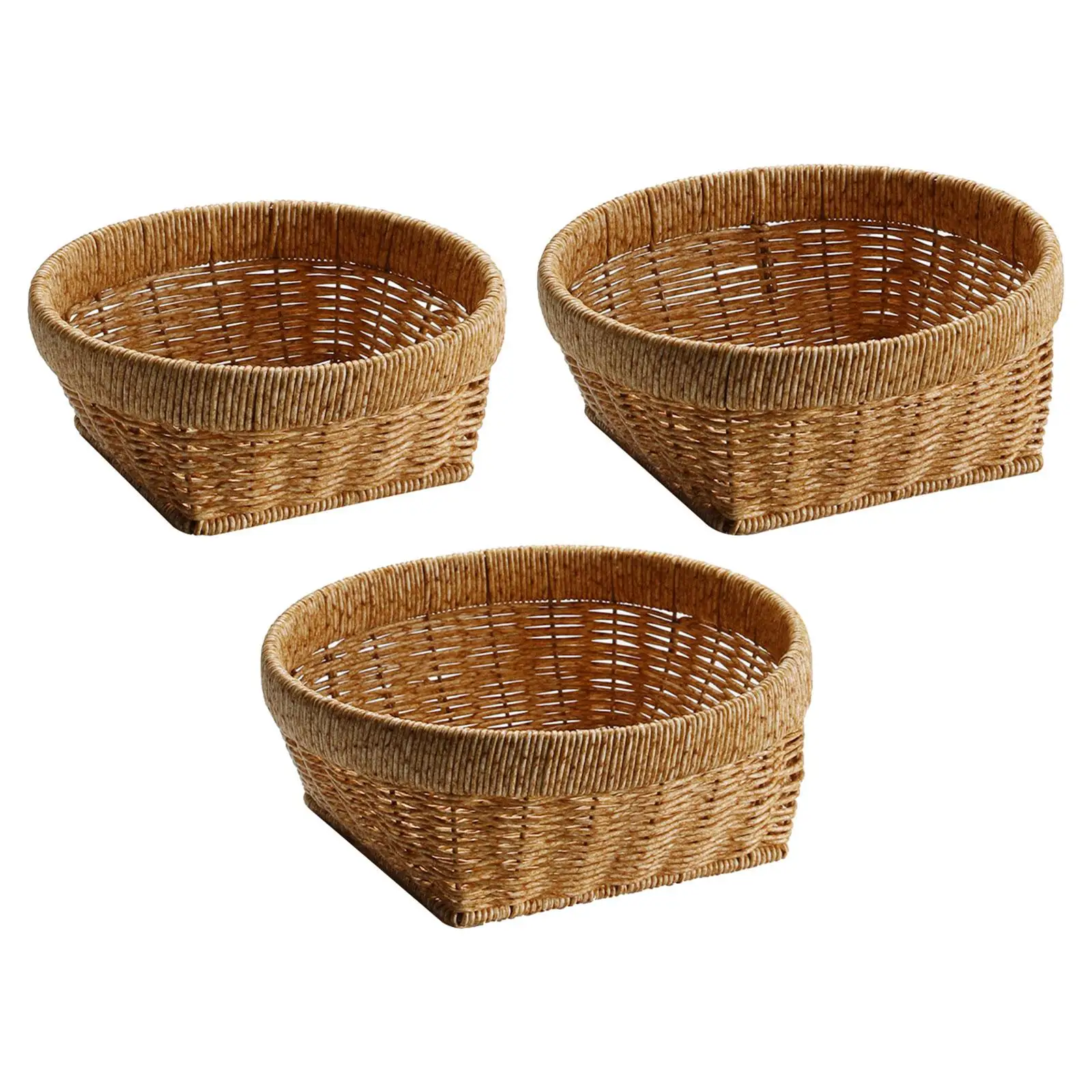 Handwoven Fruit Basket Fruit Bowl Fruit Holder Lightweight Decorative Bread Baking Tray Storage Basket for Picnic Daily Garden