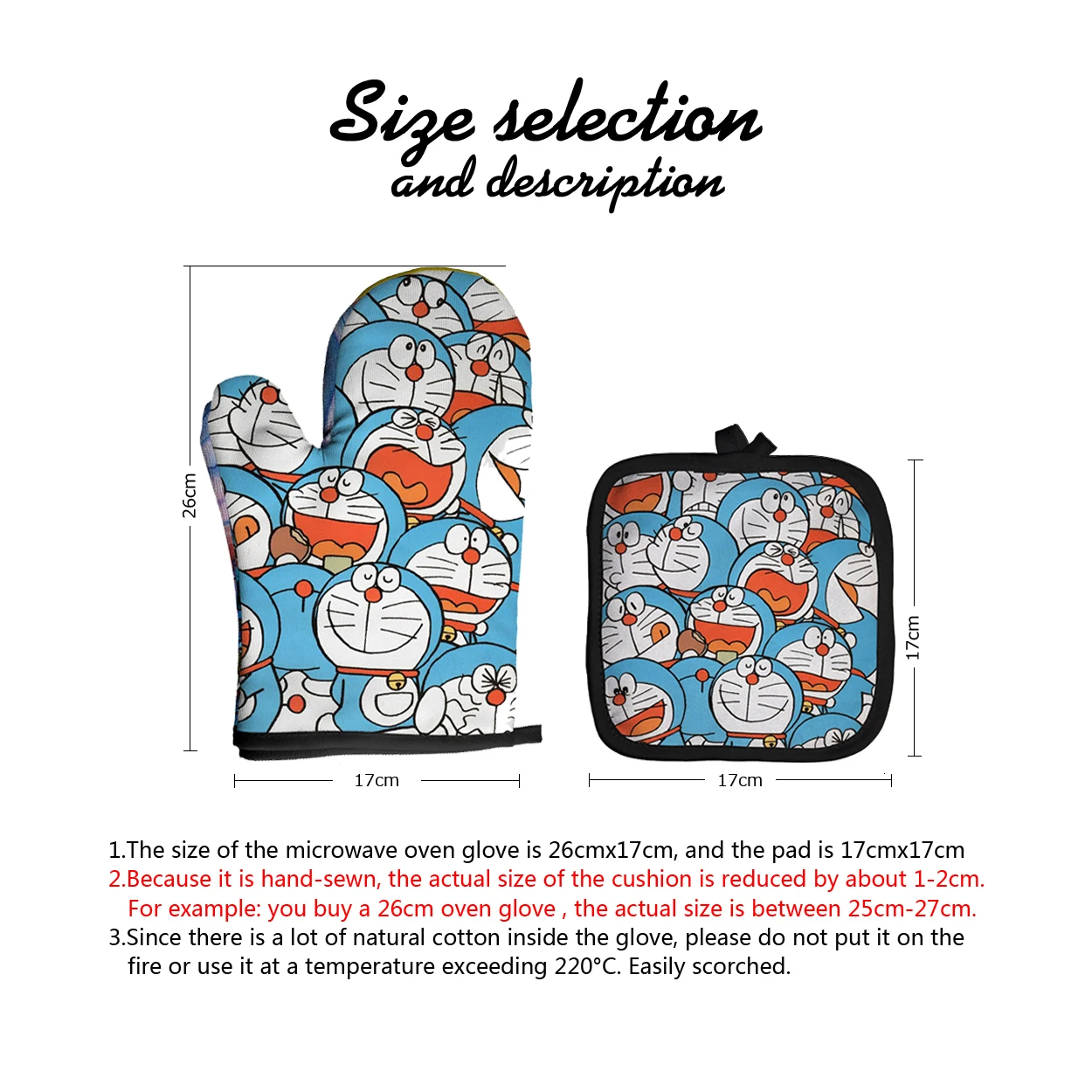 Cartoon Animal Gloves Blue Oven Mitts Baking Anti-Hot Gloves Pad Oven Microwave Insulation Mat Kitchen Cooking Tools Accessories