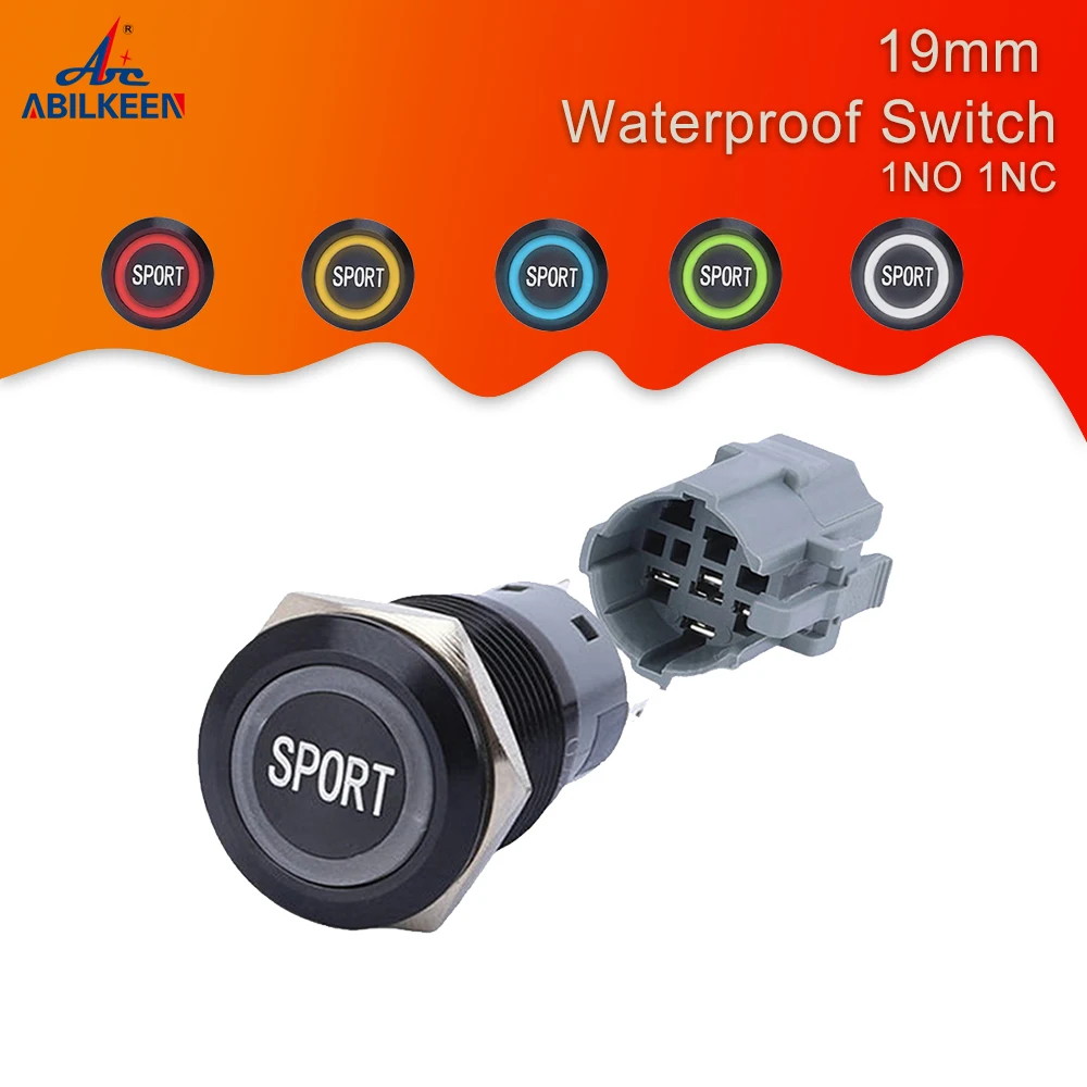 

20pcs 19mm 1NO1NC Metal LED Light Push Button Wire Harness Assembly 12V 24V Momentary Latching Waterproof Switch for Control