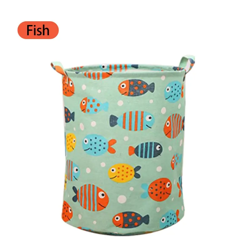 Foldable Waterproof Cotton Linen Laundry & Toy Storage Basket