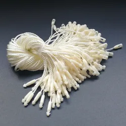 Bulk Pack of 100 Plastic Tag Fasteners with 20CM Polyester Rope (Beige)