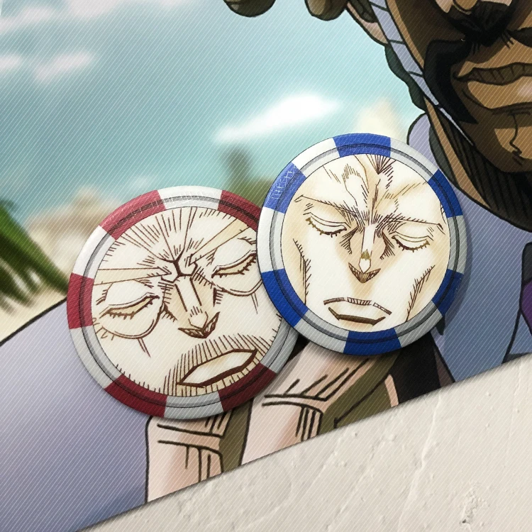 

Anime JoJo's Bizarre Adventure Jan Pierre Polnareff Joseph Joestar Metal Round Badge Brooch Pins Fridge Refrigerator Magnet