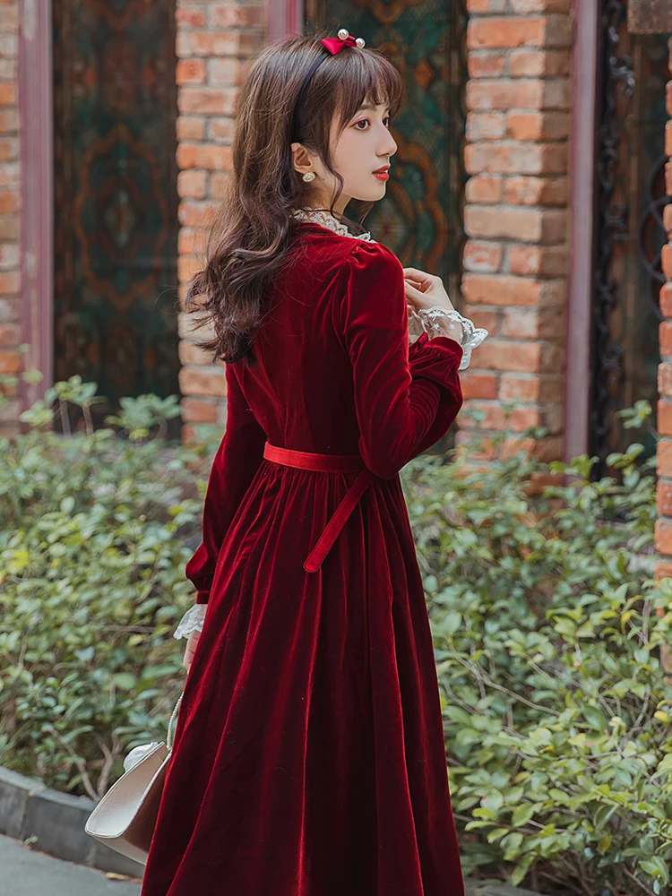 RPAEOY Vestido Mujer Elegante Terciopelo Manga Larga Cuello Alto Vintage  Vestido Otoño Invierno Midi Vestidos de Fiesta Coctel Navidad Rojo S :  : Moda